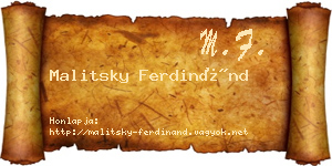 Malitsky Ferdinánd névjegykártya
